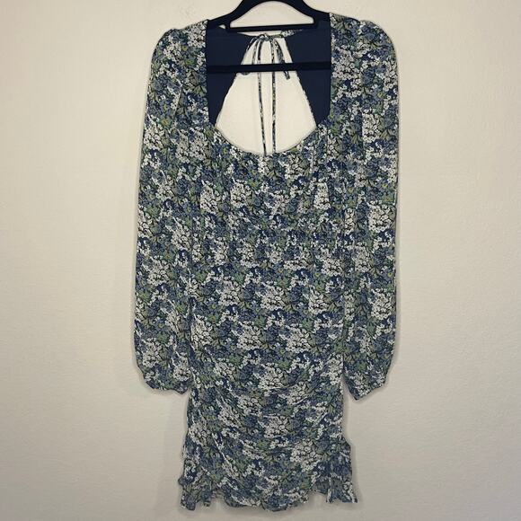 ASTR The Label Ruched Floral Green/Blue Mini Dress - Size S - Picture 4 of 8